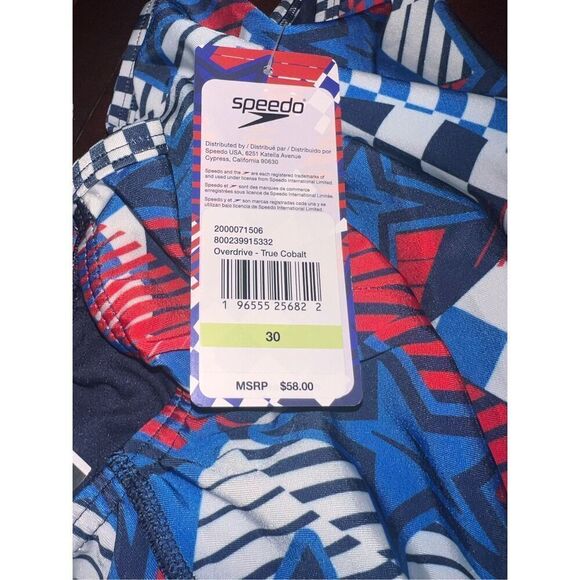 SPEEDO 30 S Large Womens One Piece Swimming USA Collection Logo red white blue - Picture 4 of 5